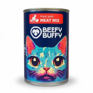کنسرو گربه بیفی بافی (Beefy Buffy) با طعم میکس گوشت (Meat Mix)