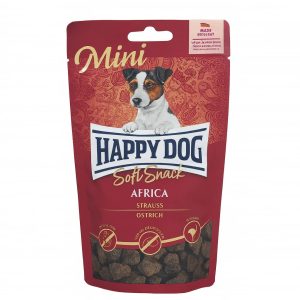 تشویقی سگ هپی داگ مدل Africa Mini با طعم شترمرغ – 100 گرم