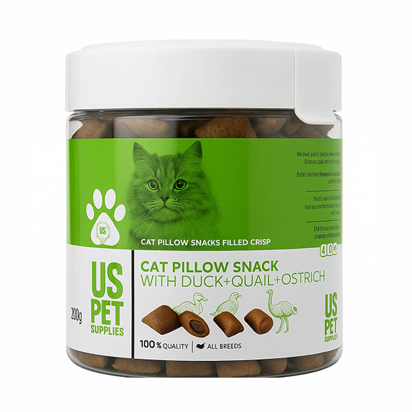 تشویقی گربه US PET مدل Pillow با طعم اردک، بلدرچین و شترمرغ