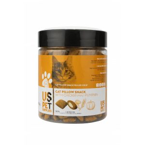 تشویقی گربه US PET مدل Pillow طعم مرغ، مالت و کدو حلوایی – ۲۰۰ گرم