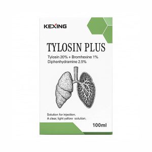 داروی تزریقی Tylosin Plus – تایلوزین پلاس ۲۰٪ برم‌هگزین و دیفن‌هیدرامین ۱۰۰ میل