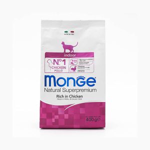 غذای خشک گربه مونژه Natural Superpremium مخصوص گربه خانگی با طعم مرغ ۴۰۰ گرمی