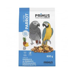 غذای طوطی PRIMUS مدل Parrot – ترکیب میوه و دانه – ۸۰۰ گرم