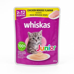 غذای مرطوب بچه گربه ویسکاس طعم مرغ مدل Junior وزن 80 گرمی
