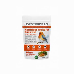 غذای میوه و سبزیجات AVES TROPICAN مدل Carrot & Honey مخصوص پرندگان زینتی – بسته ۱۰۰ گرمی