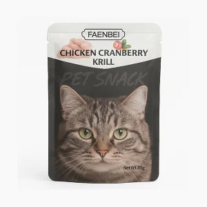 پوچ گربه FAENBEI با طعم مرغ، کرنبری و کریل – 85 گرم