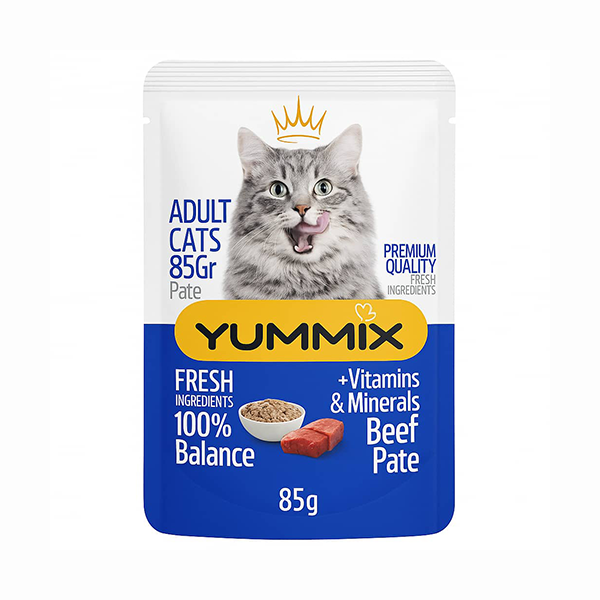 پوچ گربه بالغ YUMMIX با طعم گوشت قرمز – ۸۵ گرمی