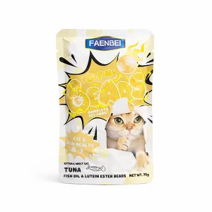 پوچ گربه فنبی FAENBEI Popping Beads طعم تن ماهی با روغن ماهی و لوتئین (Eye & Skin Health) 70 گرم