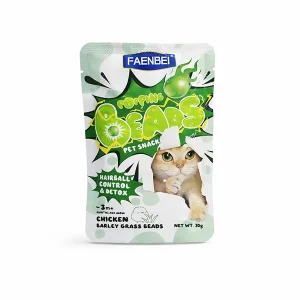 پوچ گربه فنبی FAENBEI مدل Popping Beads طعم مرغ و علف و جو (کنترل هیربال) 70 گرم