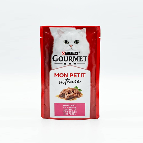 پوچ گربه گورمت (Gourmet) مدل Mon Petit Intense طعم سالمون – ۵۰ گرم