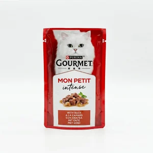 پوچ گربه گورمت (Gourmet) مدل Mon Petit Intense طعم گوشت اردک – ۵۰ گرم