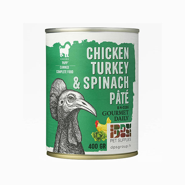 کنسرو توله سگ با طعم مرغ، بوقلمون و اسفناج – Chicken Turkey & Spinach Pâté