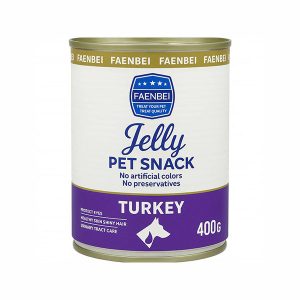 کنسرو ژله‌ای سگ فانبی طعم بوقلمون | FAENBEI Jelly Pet Snack Turkey 400g