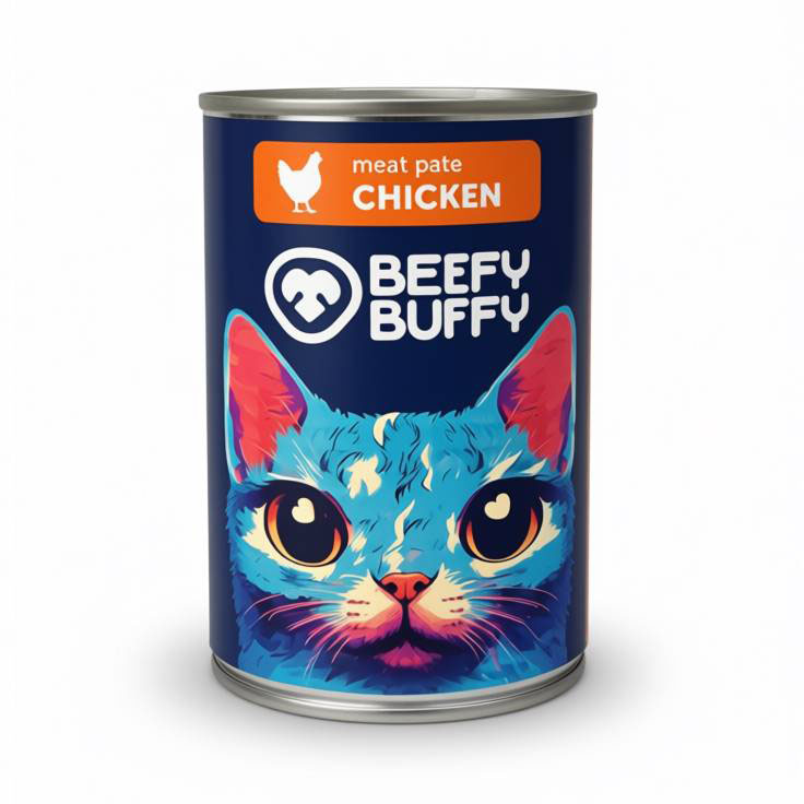 کنسرو گربه بیفی بافی (Beefy Buffy) با طعم مرغ (Chicken)