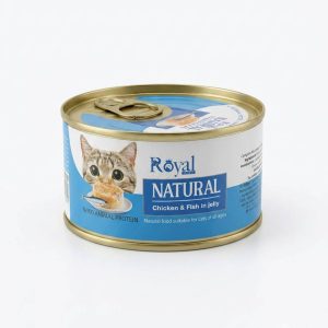 کنسرو گربه رویال کوکو مدل Natural طعم مرغ و ماهی در ژله 220  گرمی
