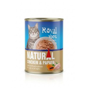 کنسرو گربه رویال کوکو مدل Natural طعم مرغ و پاپایا وزن ۴۰۰ گرم