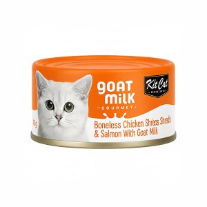 کنسرو گربه کیت کت مدل Goat Milk طعم مرغ بدون استخوان و سالمون با شیر بز